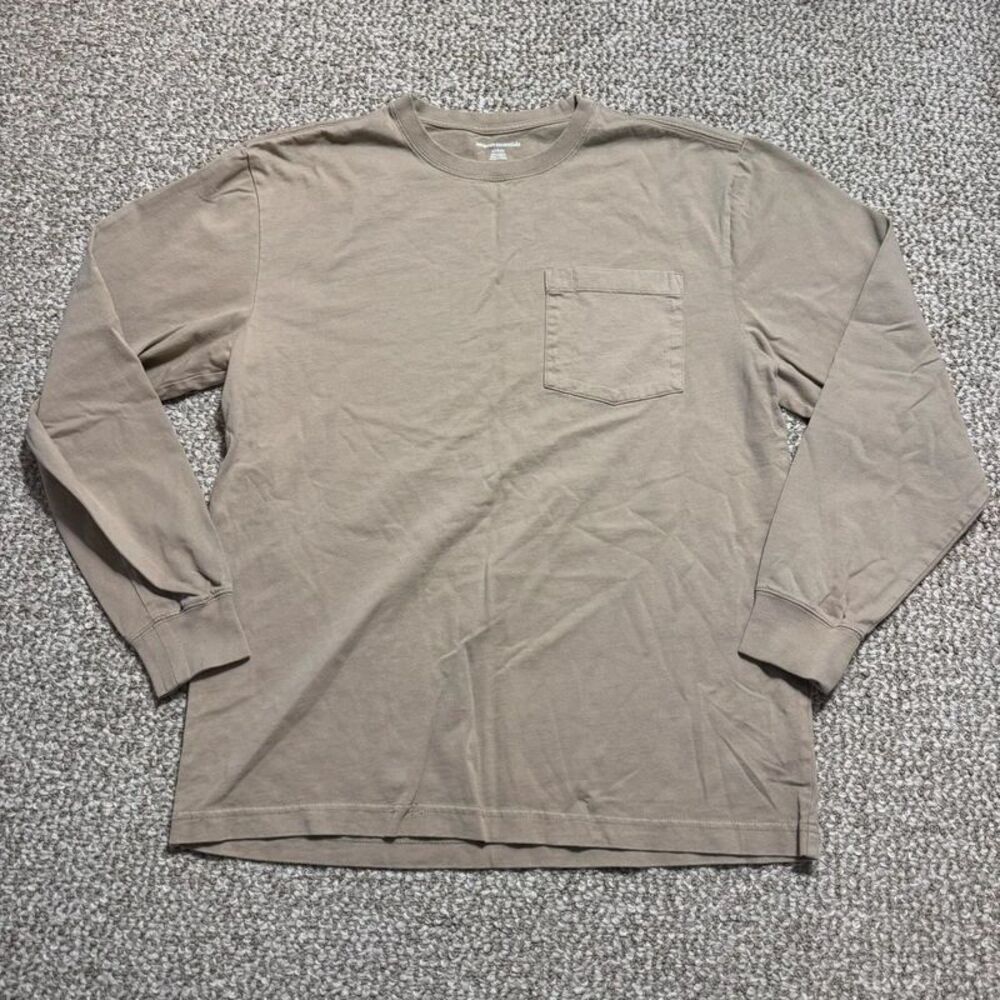 Amazon Essentials Pocket T-Shirt Mens Small Long Sleeve Olive Basic Tee
